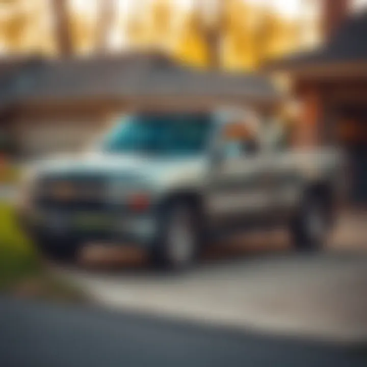 A rust-free 2002 Silverado truck parked in a driveway, showcasing its well-maintained exterior and low mileage.