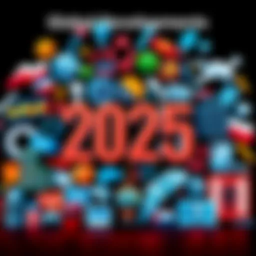 A collage showing various icons representing politics, technology, and society in 2025.