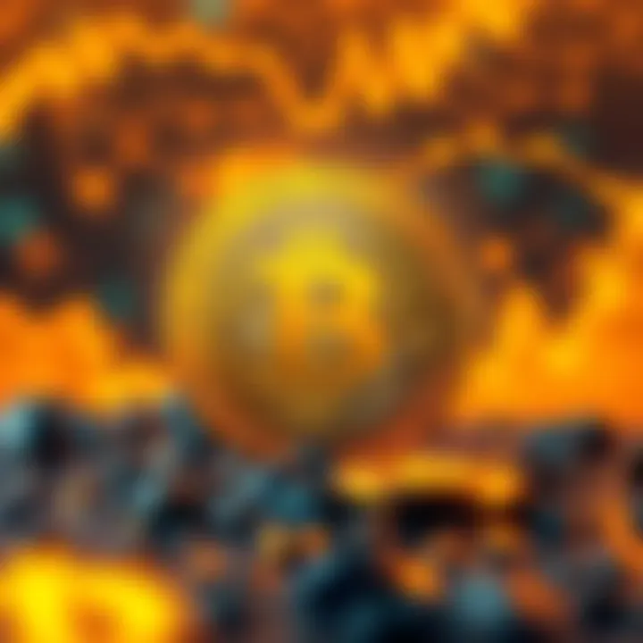 A gold Bitcoin symbol with a digital backdrop representing cryptocurrency milestones