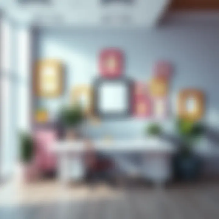 Colorful 3D desk and wall frames displayed in a stylish office setting, enhancing the decor with a modern touch