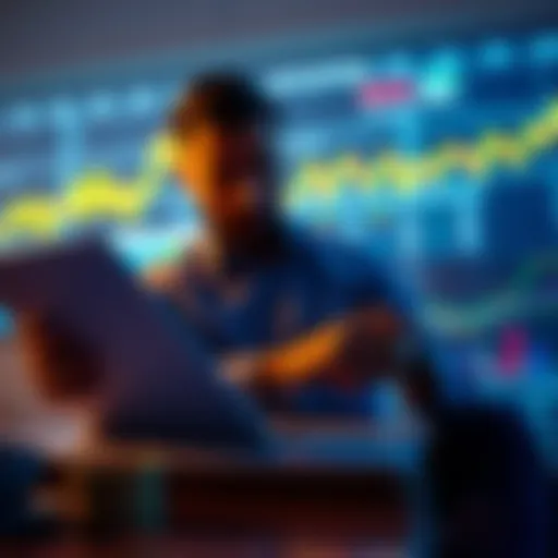 A person analyzing a 401K statement and Bitcoin charts on a laptop.