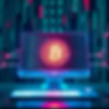 An illustration showing a computer with binary code and a Bitcoin symbol, representing the potential impact of AI on cryptocurrency.