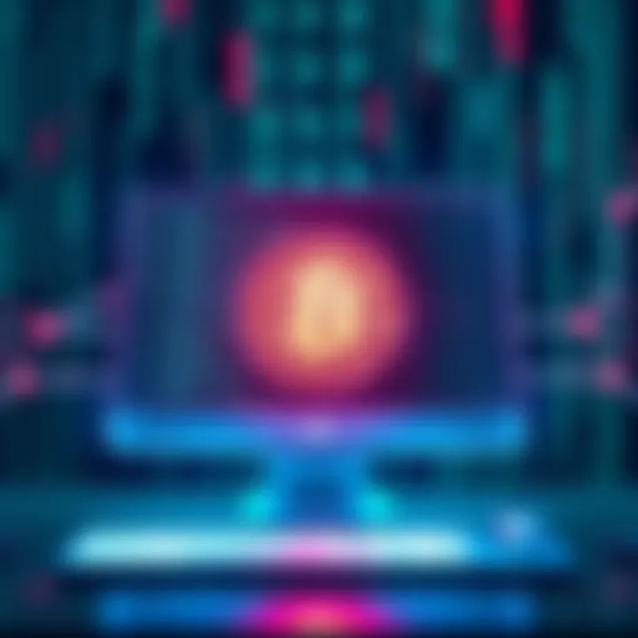 AI and Bitcoin An illustration showing a computer with binary code and a Bitcoin symbol, representing the potential impact of AI on cryptocurrency.