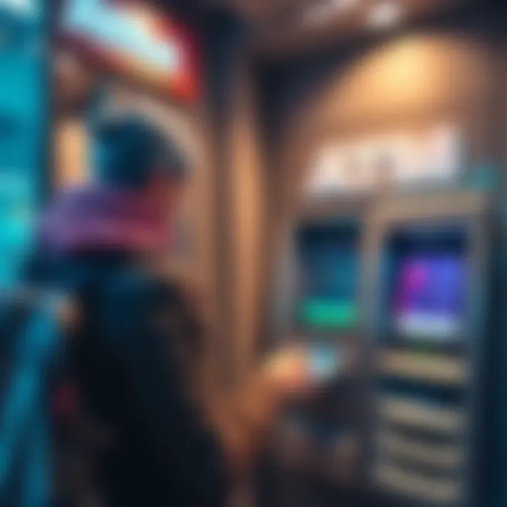A traveler using a Revolut card at an ATM in Macedonia to withdraw cash