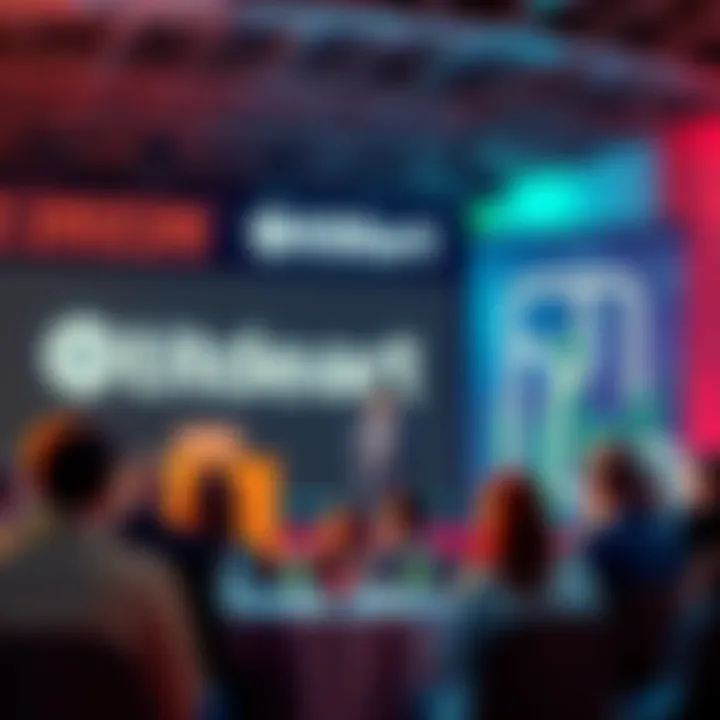 Nenter Chow speaking on stage at ETHDenver 2026 during BUIDL Mansion event, surrounded by tech leaders and VCs