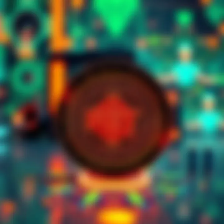 A visual representation of the FET cryptocurrency with AI elements in the background, showcasing its growth potential in the tech industry.