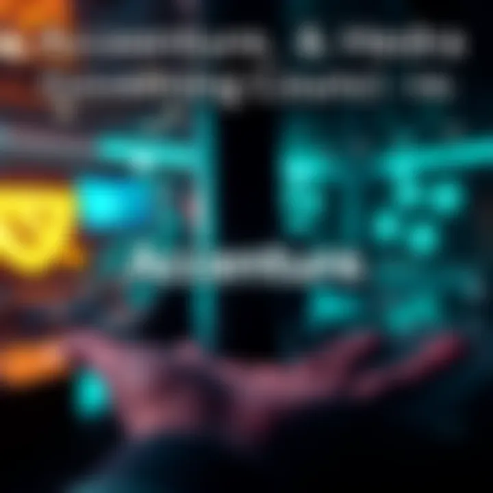 Accenture logo with Hedera logo in the background, symbolizing partnership in technology and innovation