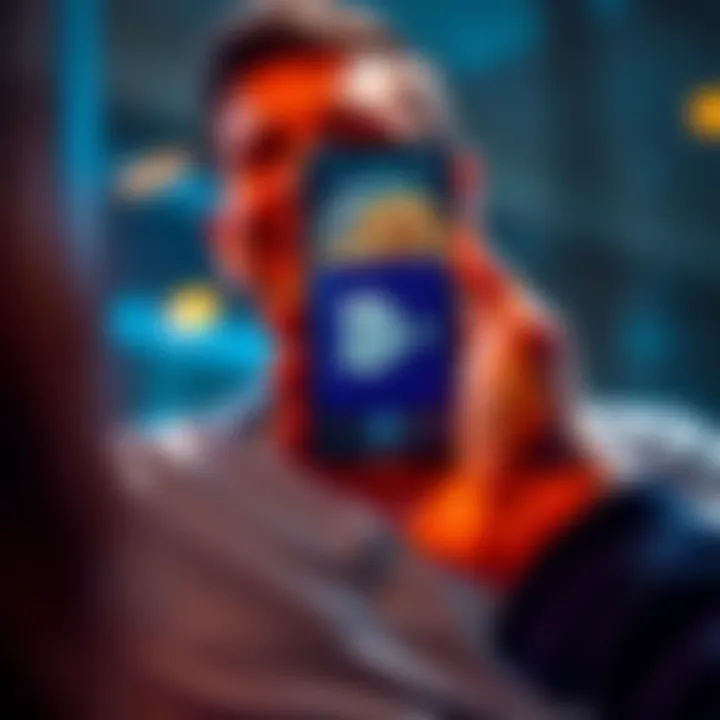 Accessing Bitcoin Investments Person holding a smartphone with a Bitcoin wallet app open, looking relieved after recovering funds