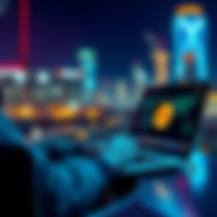Accessing Coins on Coinex in Alberta A person using a laptop with a VPN connected while planning a trip abroad to access cryptocurrency on Coinex.