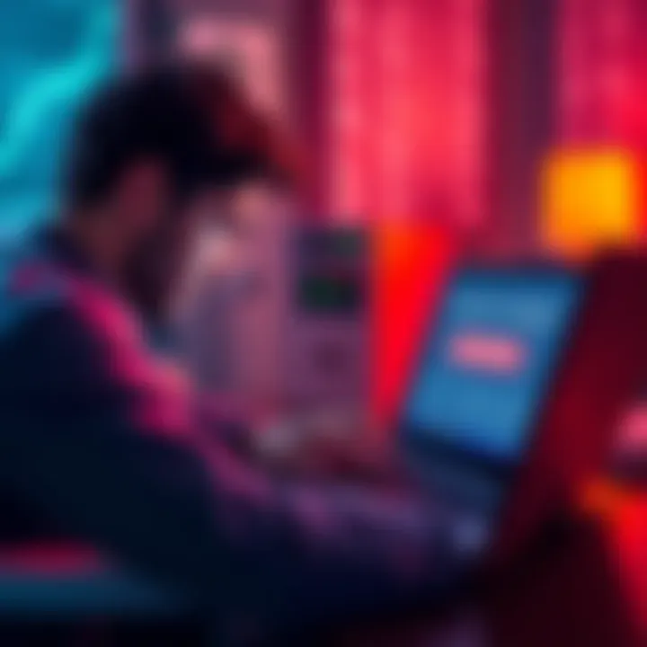 Accessing Funds During High Gas Fees A person frustrated while checking their Ethereum wallet on a laptop, showing gas fee warnings on the screen.