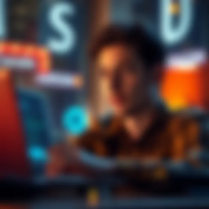 A person using a laptop to access a cryptocurrency wallet with a focused expression