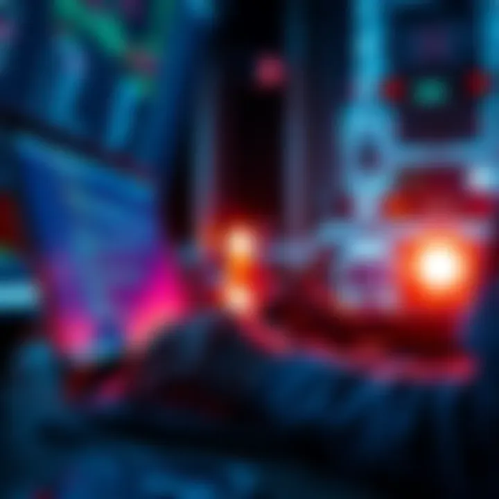 A person working on a laptop with code on the screen, exploring options for RPC integration testing.