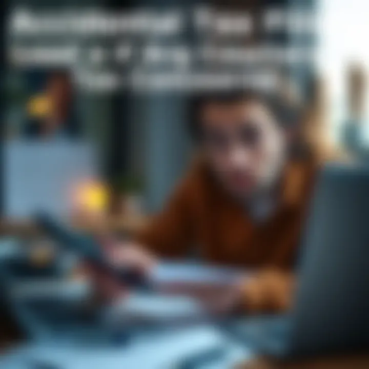 An individual looks worried while reviewing tax documents with a calculator and laptop, depicting concerns over tax implications from filing methods.