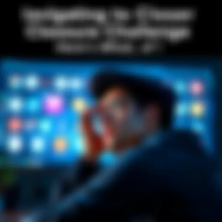 A frustrated user contemplating account closure with multiple platforms displayed on the screen