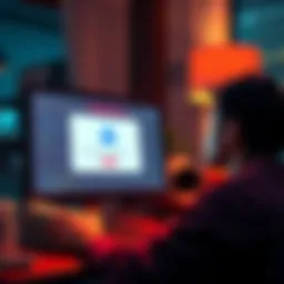 A worried person looking at their computer screen showing an account closure message, with a stack of cash nearby.