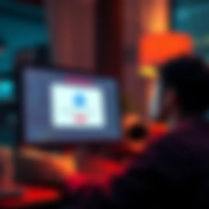 A worried person looking at their computer screen showing an account closure message, with a stack of cash nearby.