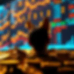 A person looking at a digital display of DOGE coins with a goal of reaching 1 million coins, representing an investment journey.