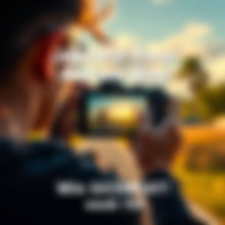 A participant capturing their active lifestyle with a camera, showcasing a vibrant outdoor scene, such as jogging or cycling.