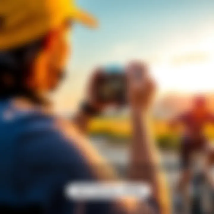 A person enjoying outdoor activities like running or cycling, capturing their active day with a camera.