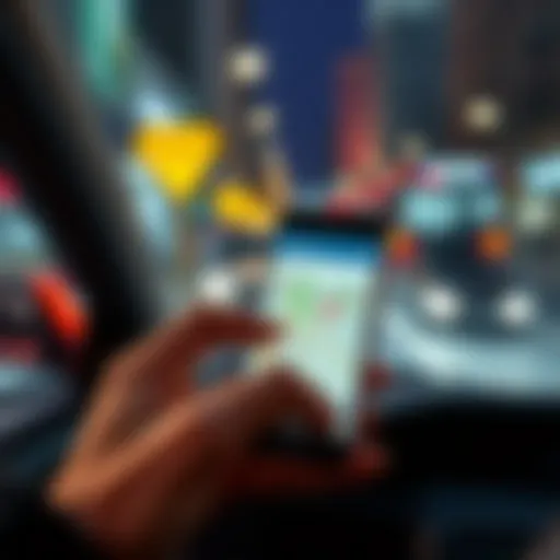 Ad music disturbing map usage Person using a smartphone with map app while loud ad music plays in the background