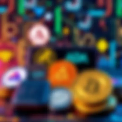 A collection of digital wallets displaying ADA logos and cryptocurrency symbols with a background of a tech-themed design.