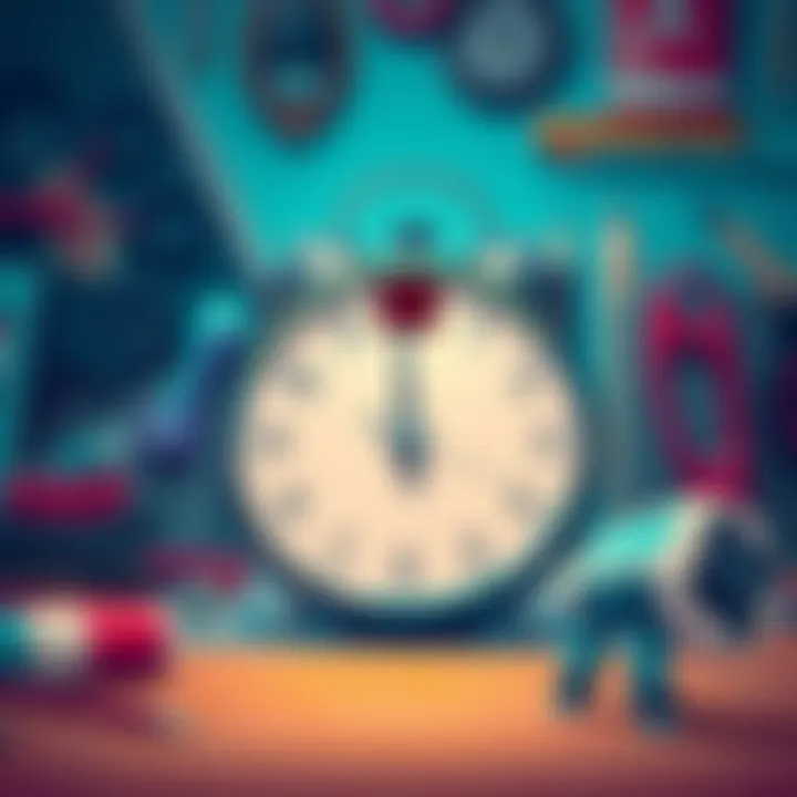 A digital illustration showing a clock counting down with Adobe logo and a background of art supplies, indicating the urgency of Round 3 starting while Round 2 results are still pending.