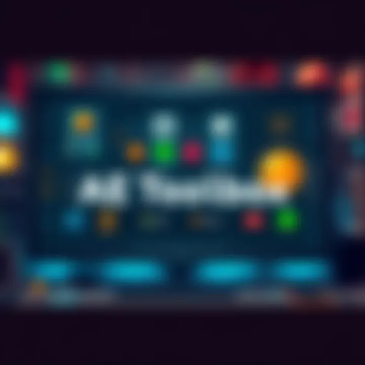 A visual representation of the AE Toolbox featuring pixel art tools, badge tracking, and mapping features for the Atlas Earth community.