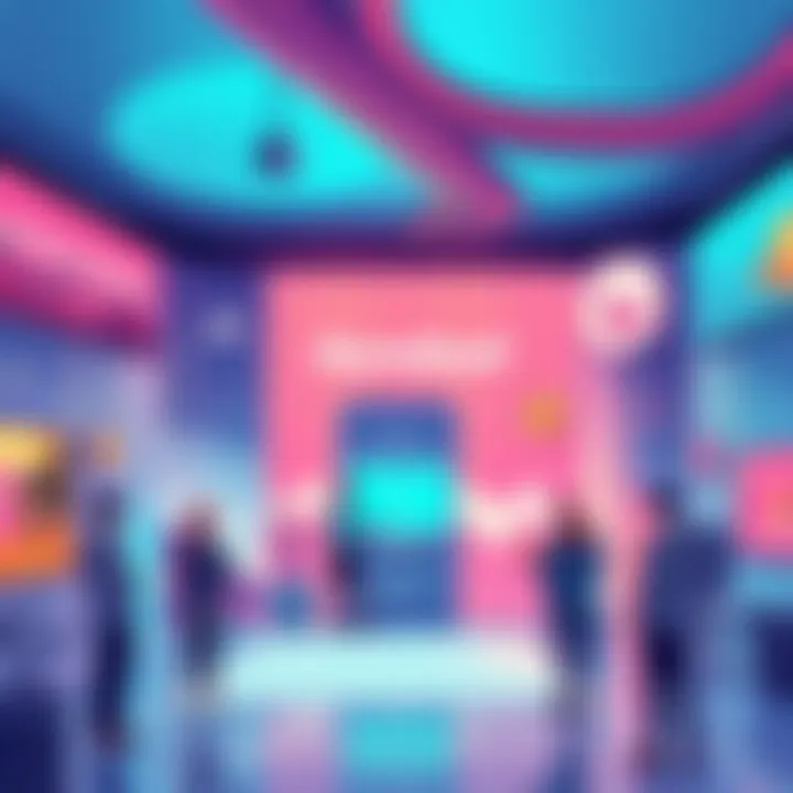 A vibrant illustration of Aerobud's offerings on the Base platform, with people engaging and interacting digitally.