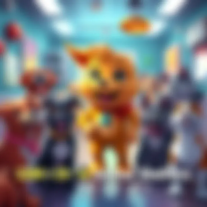 A colorful graphic showing Aerobud, the memecoin mascot, interacting with happy dogs and cats in an animal shelter setting, highlighting its donations and gaming features.