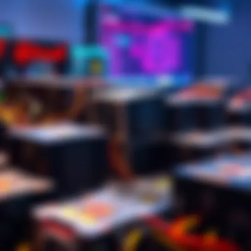 A collection of older-generation ASIC Antminers displayed for sale, showcasing their compact design and affordability, ideal for small mining projects.