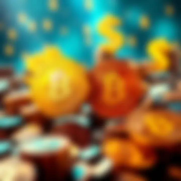 A graphic showing USDT being swapped for BTC, symbolizing cheaper transaction options, with dollar signs and coins in the background.