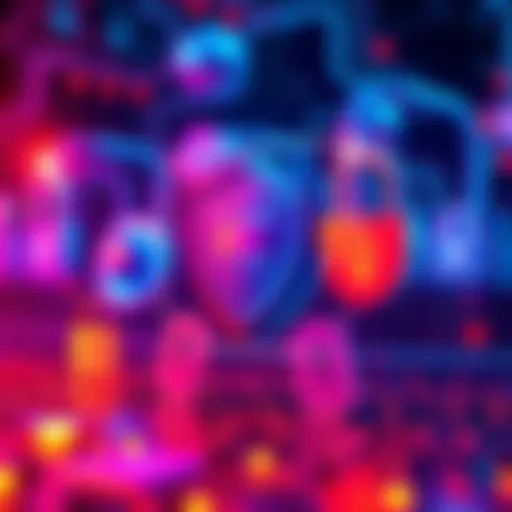 Illustration showing security measures of Agglayer in 2025, with locks and shields symbolizing user data protection.