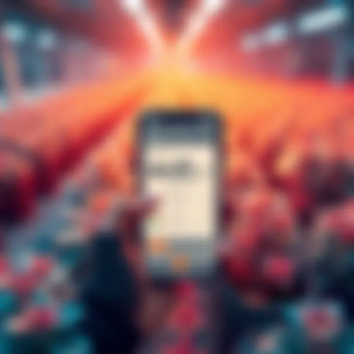 AI Reporter App for Chia Farming An illustration showing a smartphone displaying a farming app with Chia plants in the background.