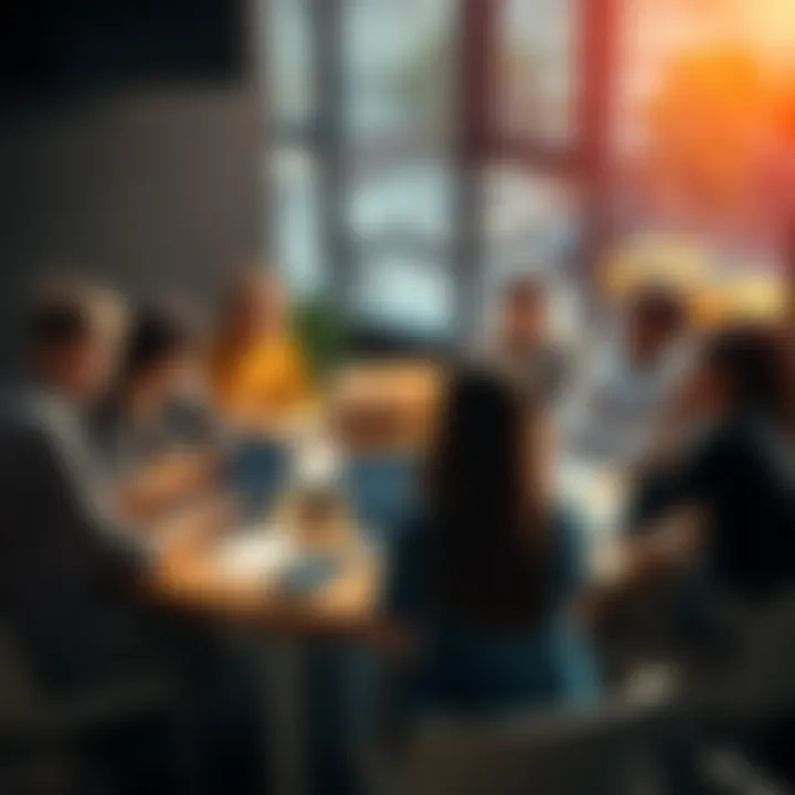 Group of diverse people discussing solutions to AI slop at a round table with laptops and notes