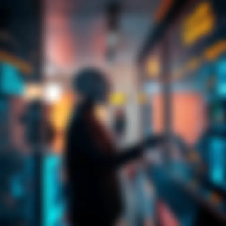 AI Agent in Crypto Payments An AI agent assisting a person with crypto transactions at a digital payment gateway.