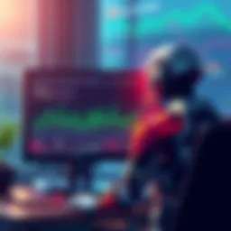 An illustration showing an AI agent overseeing validator nodes on a computer screen, with alert notifications and graphs in the background.
