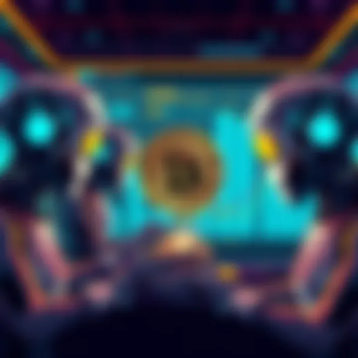 Illustration showing AI agents evaluating Bitcoin versus fiat currency in a financial setting