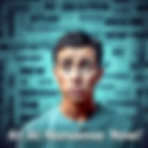 A frustrated person surrounded by confusing AI-generated text, symbolizing the need for clarity and authenticity in communication.