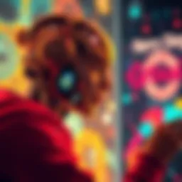 AI Creativity Expression A person sharing thoughts about their AI-generated artwork, showing emotions and creativity.