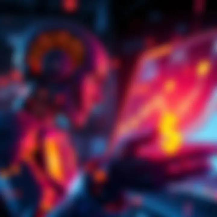 AI Crypto Agent Concept A digital representation of an AI crypto agent, featuring a robot interacting with cryptocurrency symbols and graphs on a screen, symbolizing investment opportunities and risks.
