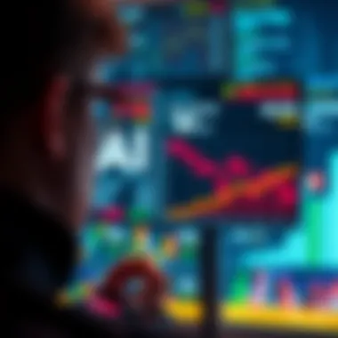 A person looking at a screen showing AI stocks and declining crypto values, highlighting the investment shift.