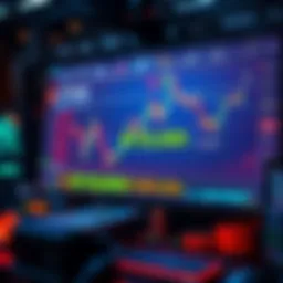 An AI trading platform displaying cryptocurrency charts and data with a balance of $10,000