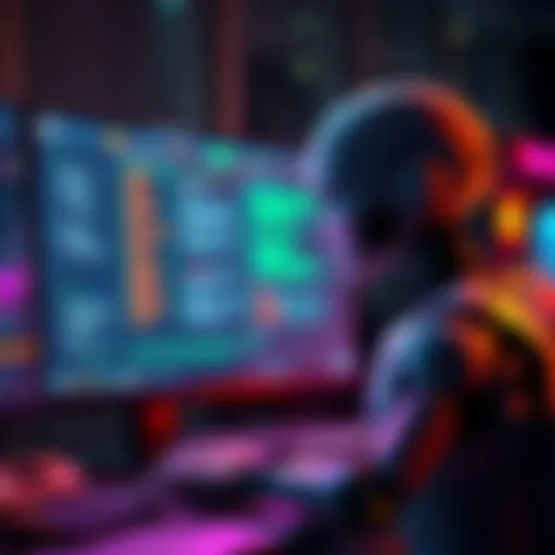 An AI agent interacting with a digital smart contract on a computer screen, highlighting the importance of clear metadata for understanding contract complexity.