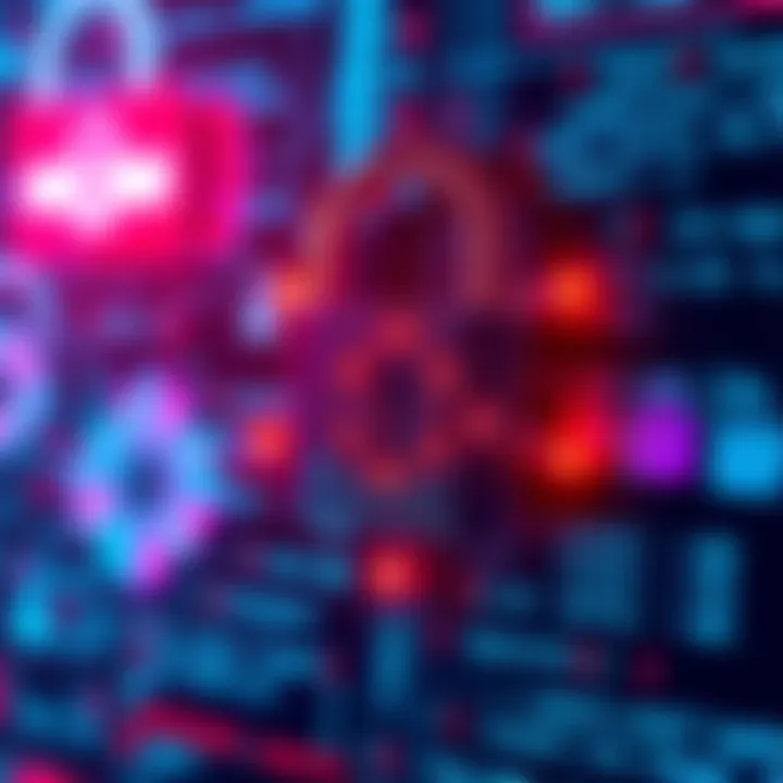 An illustration showing a digital lock with a background of code and security symbols, highlighting AI security risks and credential leaks.