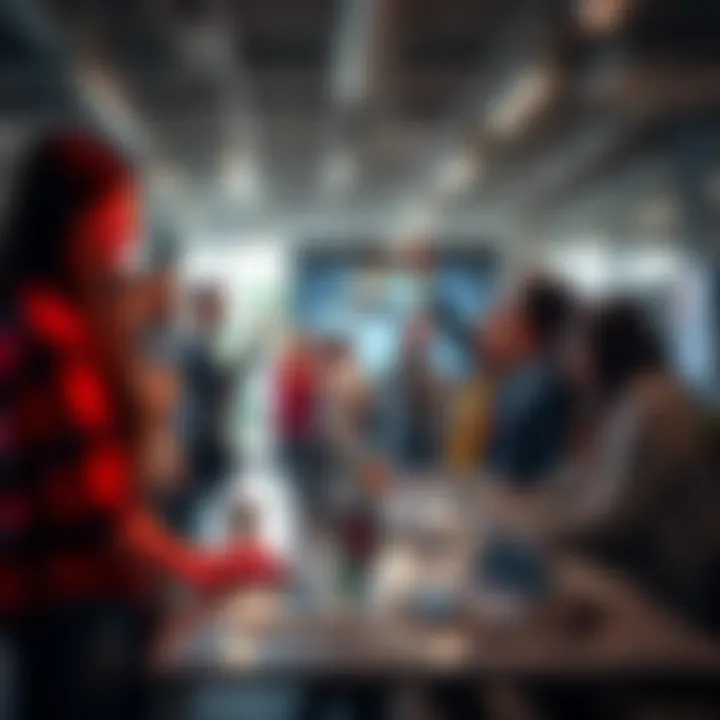 AI Startup Collaboration with Google An AI startup team celebrates their partnership with Google, showcasing HBAR technology in a modern office setting.