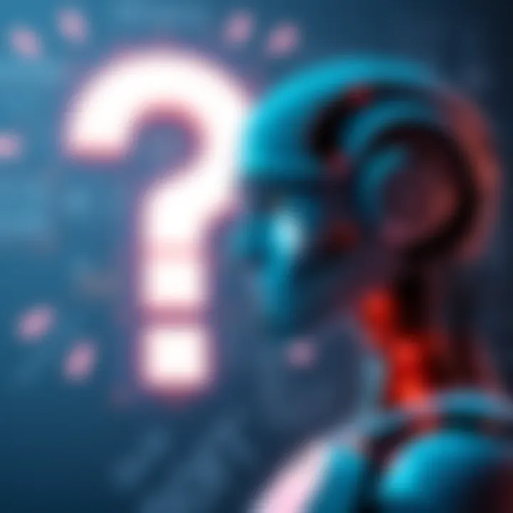 A robot looking confused while facing a question mark