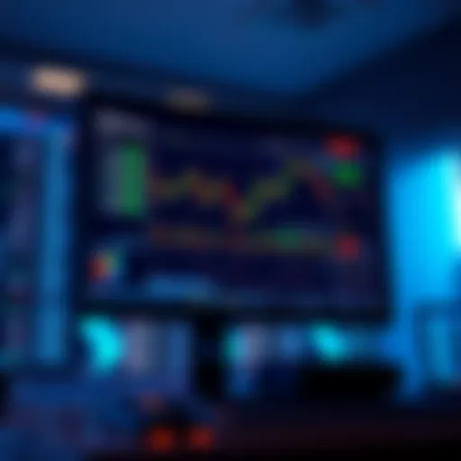 A computer screen displaying an AI trading bot interface with market charts and data indicators.