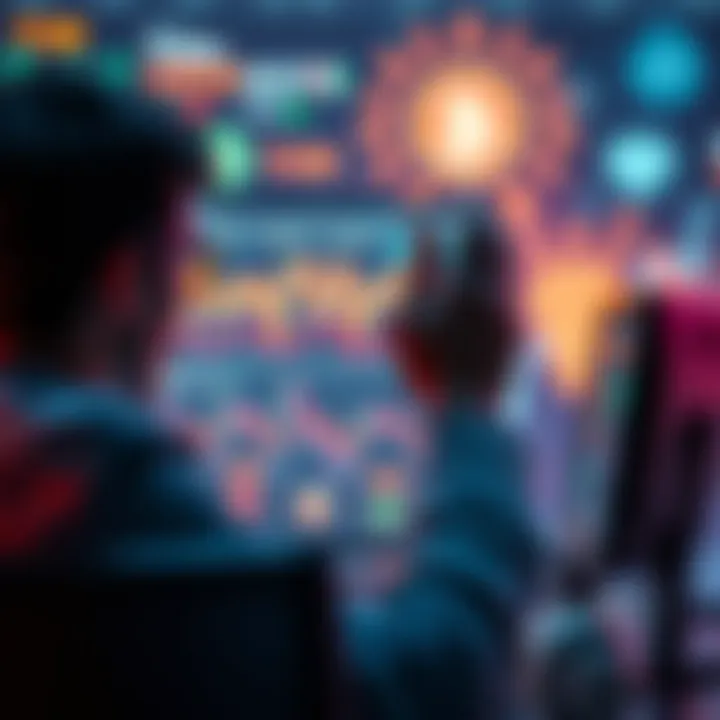 AI Trading Bots Critique A person analyzing graphs and data on a computer screen with AI symbols in the background, representing the critique of AI trading bots.