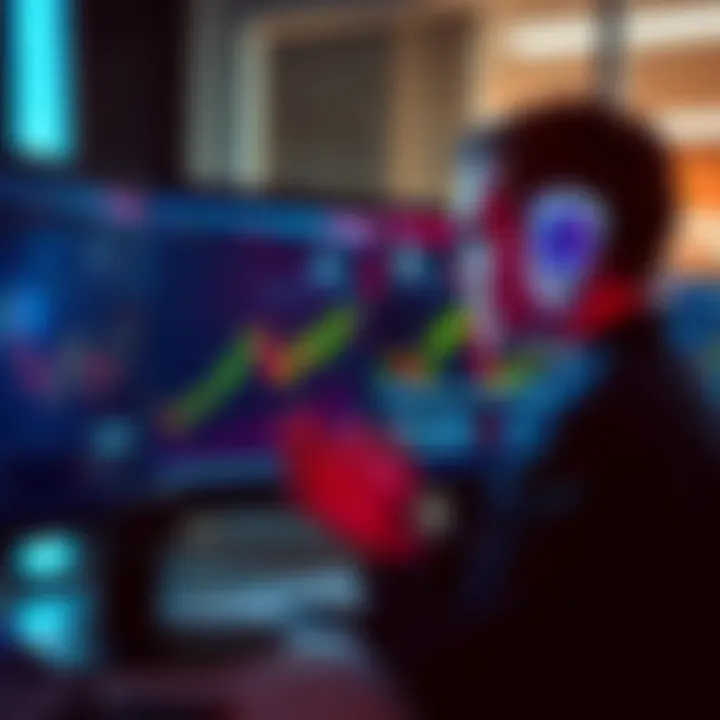 AI Trading Simplified A person speaking to an AI assistant on a computer screen, managing their crypto trades easily with natural language commands.