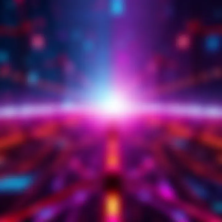 Representation of Akash leaving the Cosmos network, depicting a digital path diverging into two directions, symbolizing change